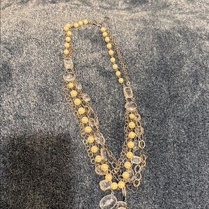 White House Black Market Gold and Cream Beaded Necklace